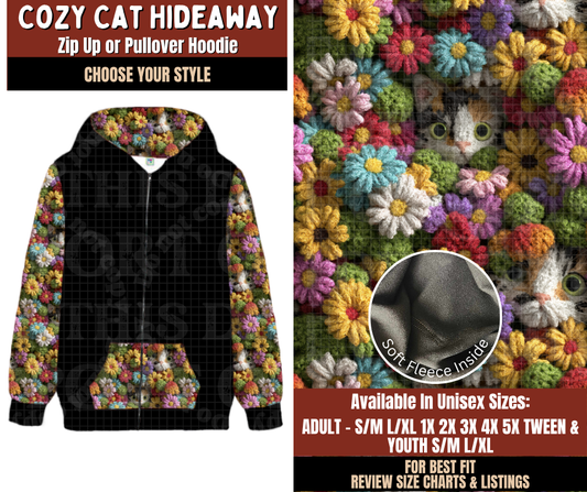 Preorder! Closes 9/21. ETA Dec. Cozy Cat Hideaway Knit Zip-Up or Pullover Hoodie
