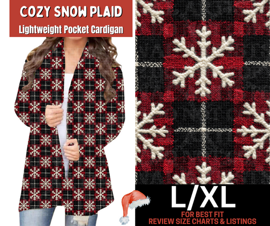 Cozy Snow Plaid Pocket Cardigan