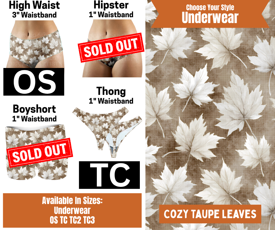 Cozy Taupe Leaves High Waist & Thong Underwear