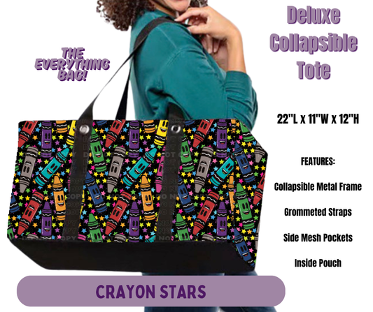 Crayon Stars Collapsible Tote