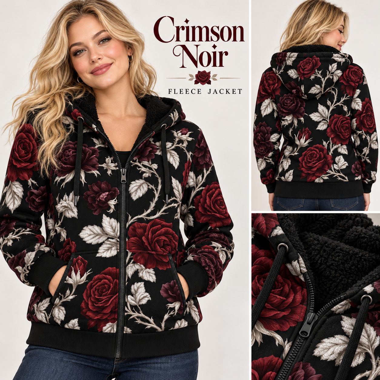Crimson Noir-FLEECE LINED HOODED JACKET-PREORDER CLOSING 11/9