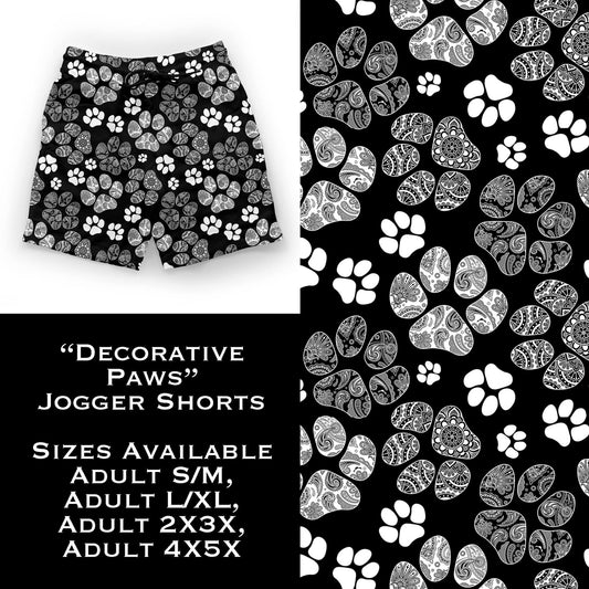 Decorative Paws Jogger Shorts with Pockets