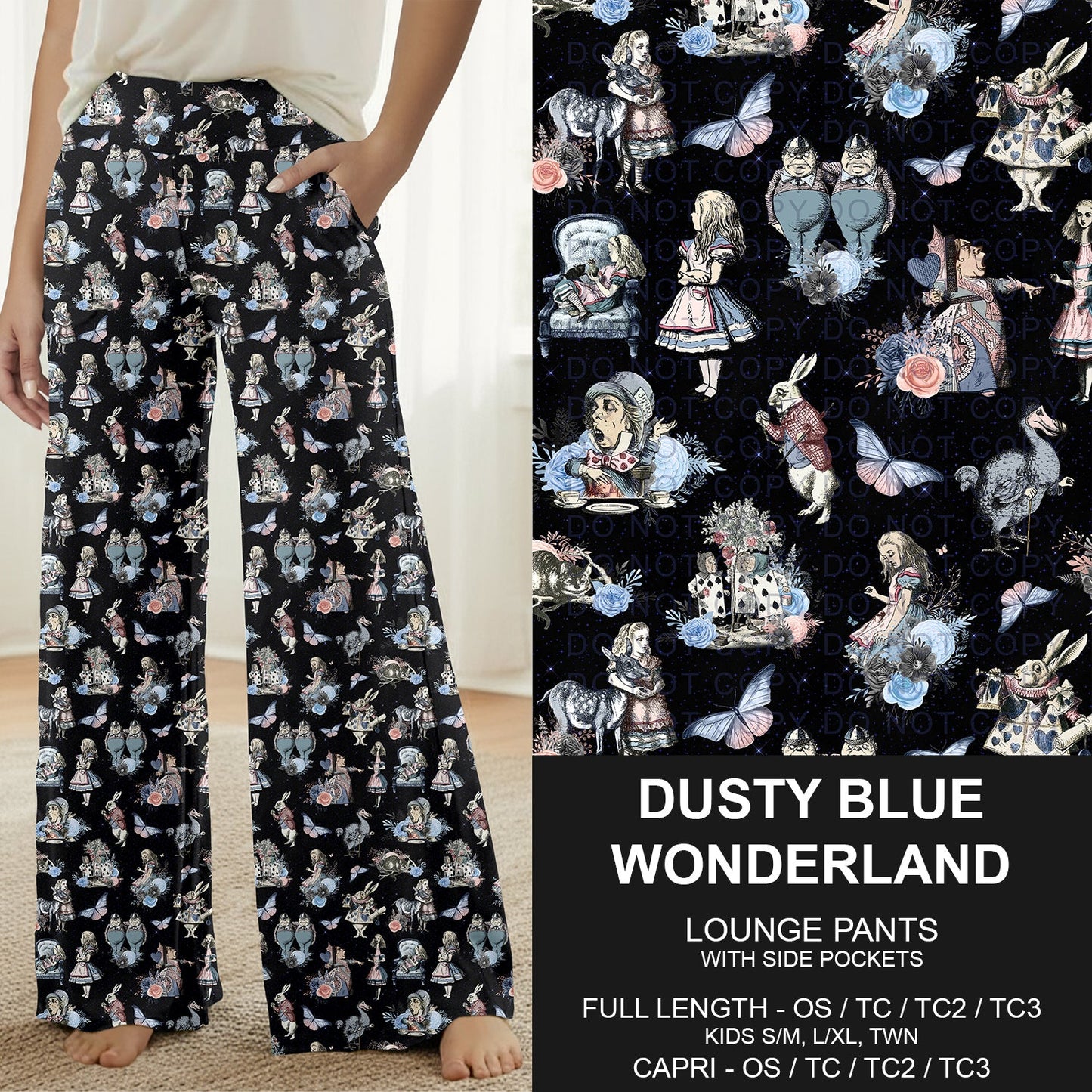 B317 - Preorder Dusty Blue Wonderland Lounge Pants (Closes 10/18. ETA: late Dec.)