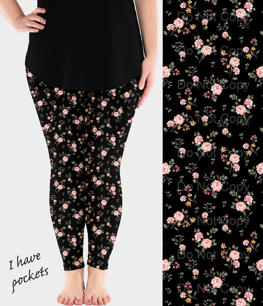 RTS - Dainty Floral Leggings w/ Pockets