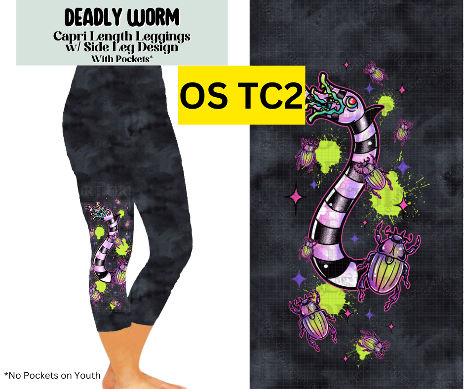 Deadly Worm Capri Leggings w/ Side Leg Designs