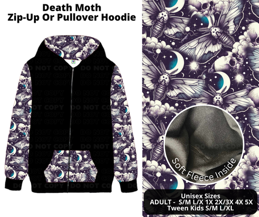 Preorder! Closes 11/27. ETA Feb. Death Moth Zip-Up or Pullover Hoodie