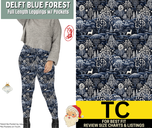 Delft Blue Forest Full Length Leggings w/ Pockets