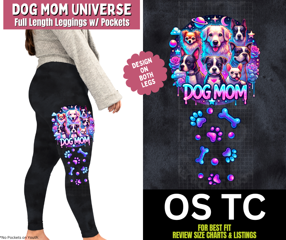 Dog Mom Universe Watercolor Full Length Leggings w/ Side Leg Designs