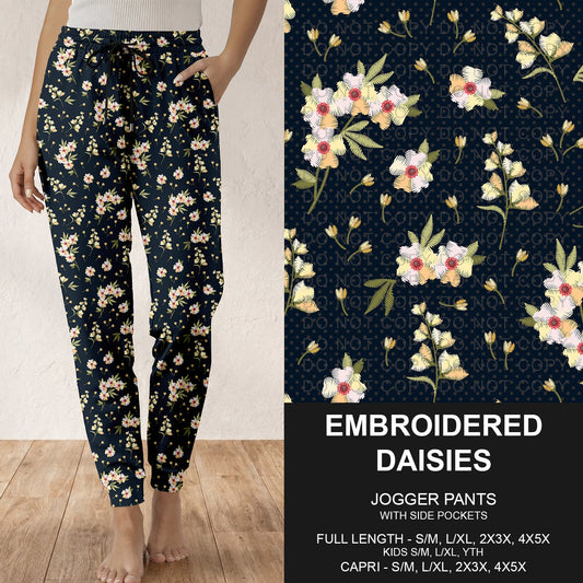 B318 - Preorder Embroidered Daisies Joggers (Closes 10/25. ETA: late Dec.)
