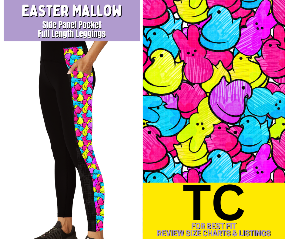 Easter Mallow Side Panel Pocket Full Length Leggings