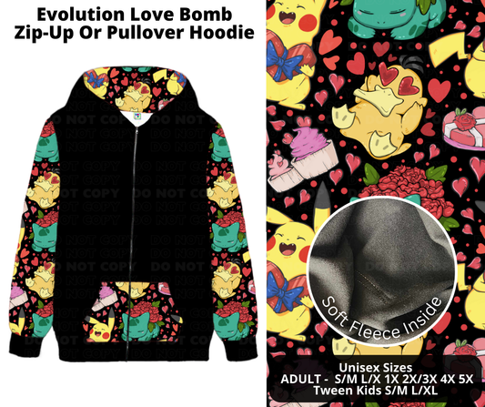 Preorder! Closes 11/28. ETA Feb. Evolution Love Bomb Zip-Up or Pullover Hoodie