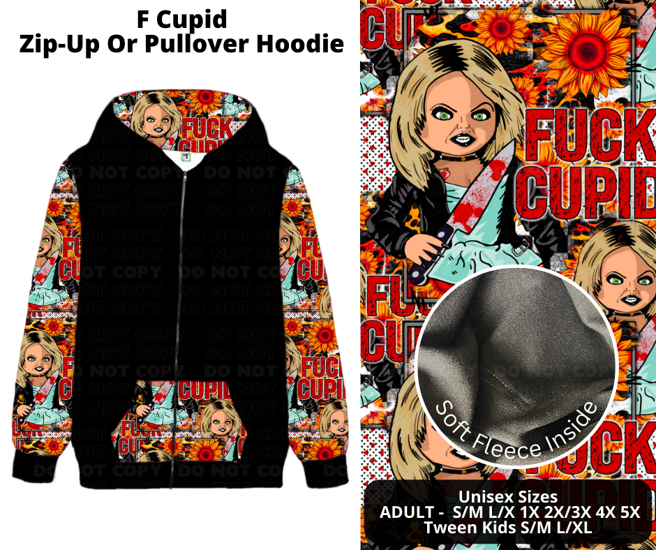 Preorder! Closes 11/27. ETA Feb. F Cupid Zip-Up or Pullover Hoodie