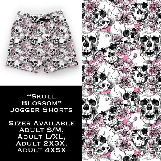 Skull Blossom Jogger Shorts with Pockets