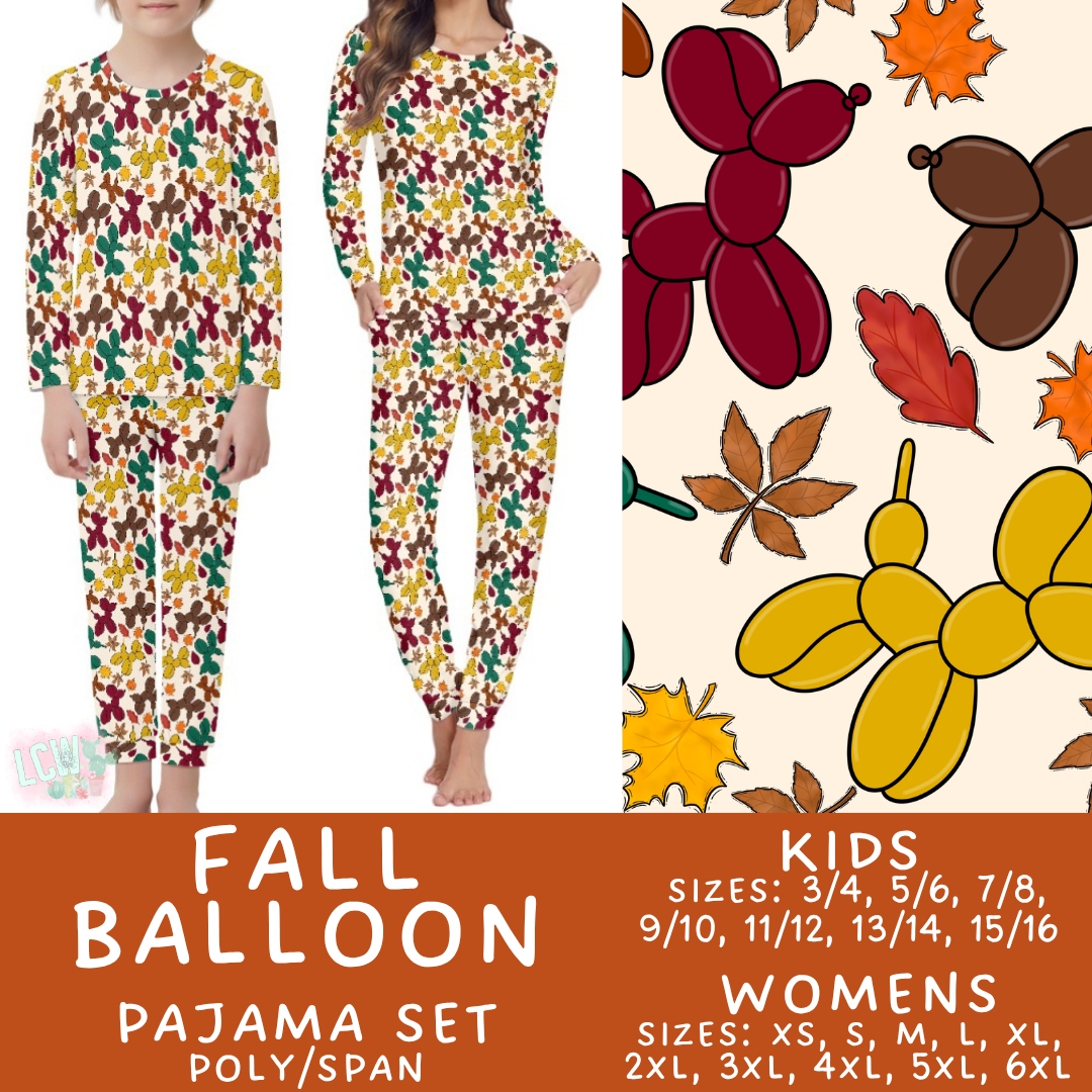 Batch #580 - Fall Family Pajamas 2 - Closes 9/4 - ETA early Nov - Fall Balloon Women's & Kid's Pajama Set