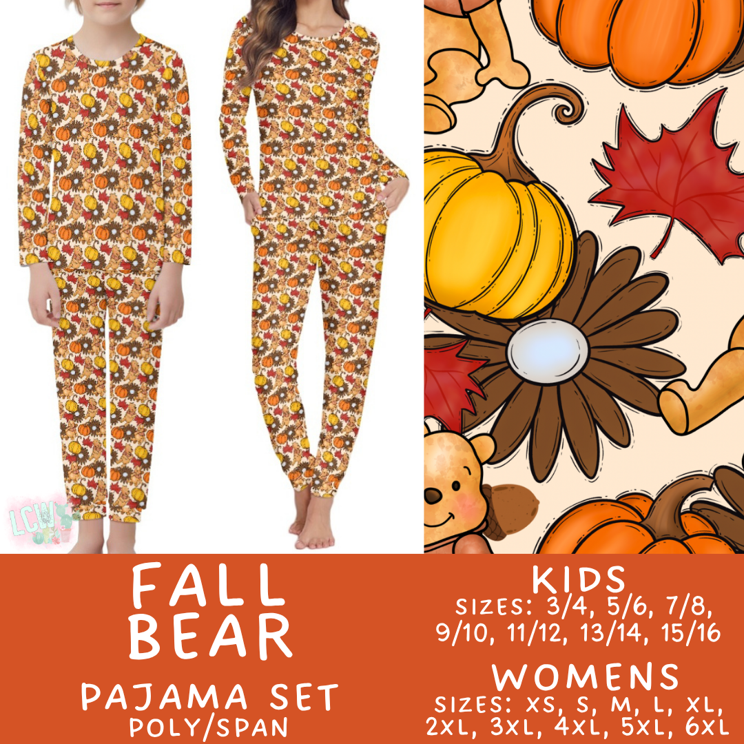 Batch #580 - Fall Family Pajamas 2 - Closes 9/4 - ETA early Nov - Fall Bear Women's & Kid's Pajama Set