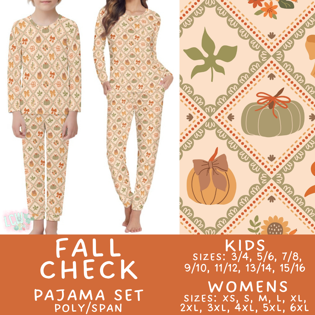 Batch #580 - Fall Family Pajamas 2 - Closes 9/4 - ETA early Nov - Fall Check Women's & Kid's Pajama Set