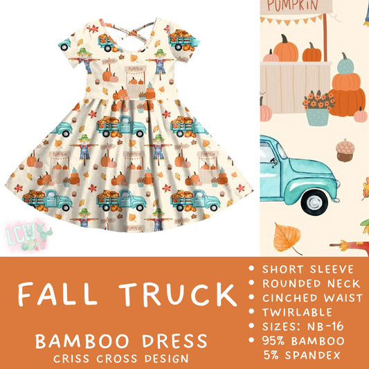 Ready to Ship - Fall Truck Criss-Cross Bamboo Dress - 5T
