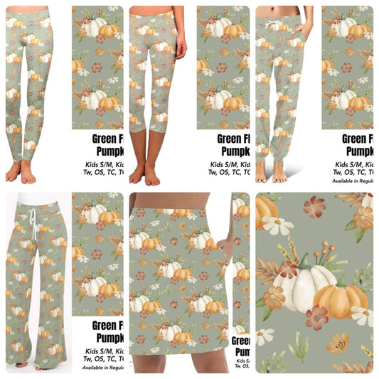 Green Floral Pumpkin Capris