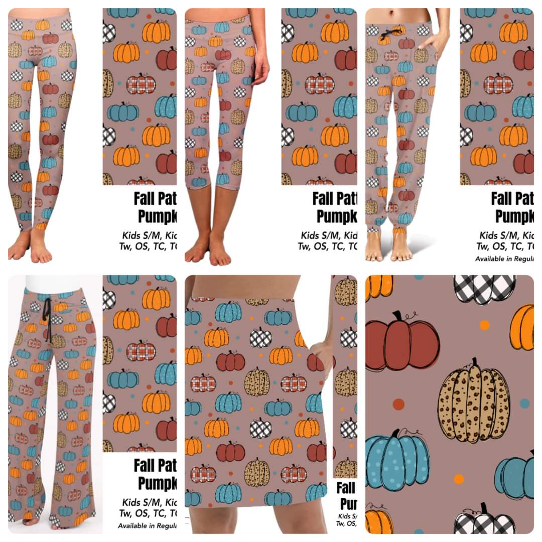 Fall Pattern Pumpkin Capris and Skorts