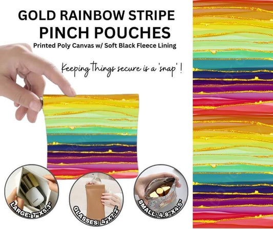 Gold Rainbow Stripe Pinch Pouches in 3 Sizes