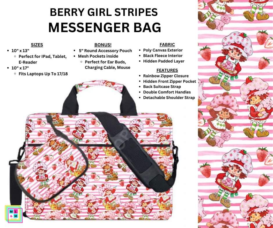 Berry Girl Stripes Messenger Bag