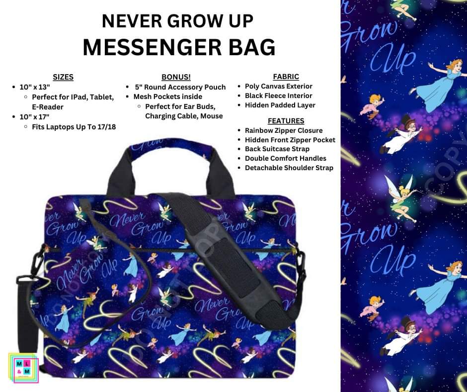 Never Grow Up Messenger Bag