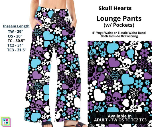 Skull Hearts Full Length Lounge Pants