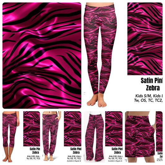 Satin Pink Zebra capris and skorts with pockets