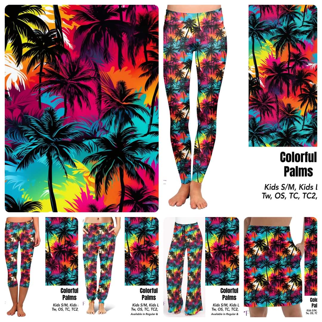 Colorful Palms Leggings, capris and skorts with pockets