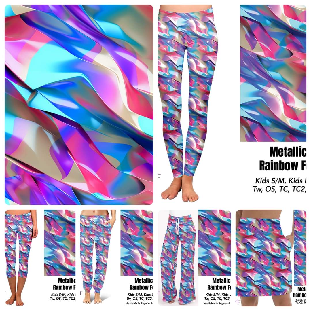 Metallic Rainbow foil leggings and capris with pockets