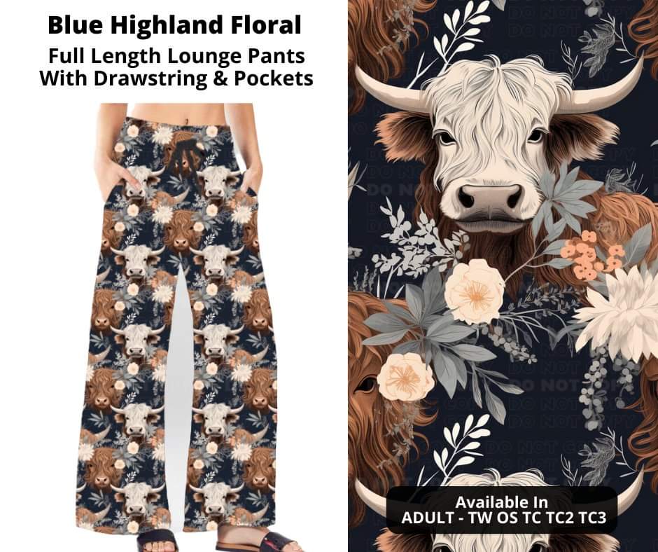 Blue Highland Floral Full Length Lounge Pants