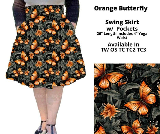 Preorder! Closes 8/5. ETA Oct. Orange Butterfly Swing Skirt
