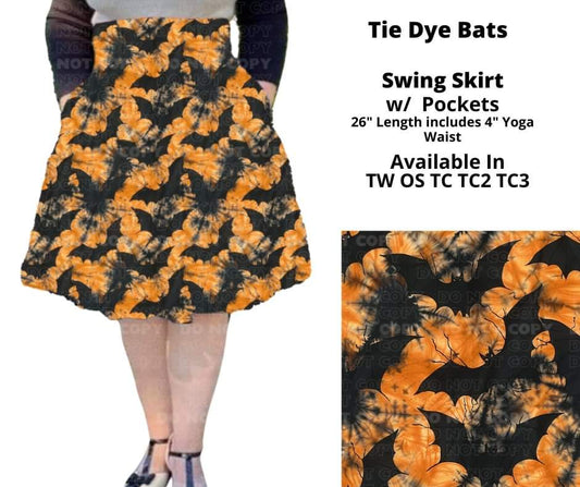 Tie Dye Bats Swing Skirt