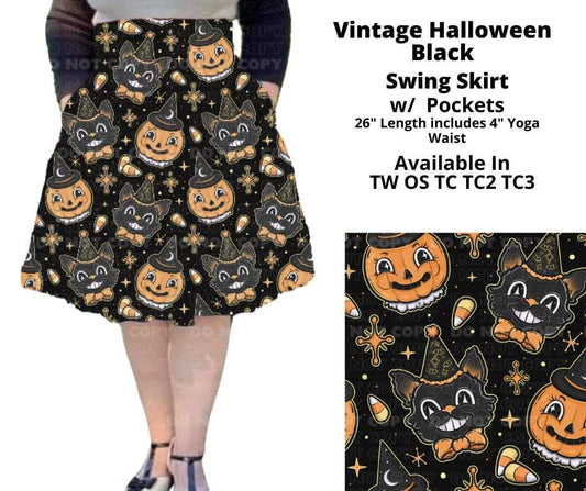 Vintage Halloween Black Swing Skirt