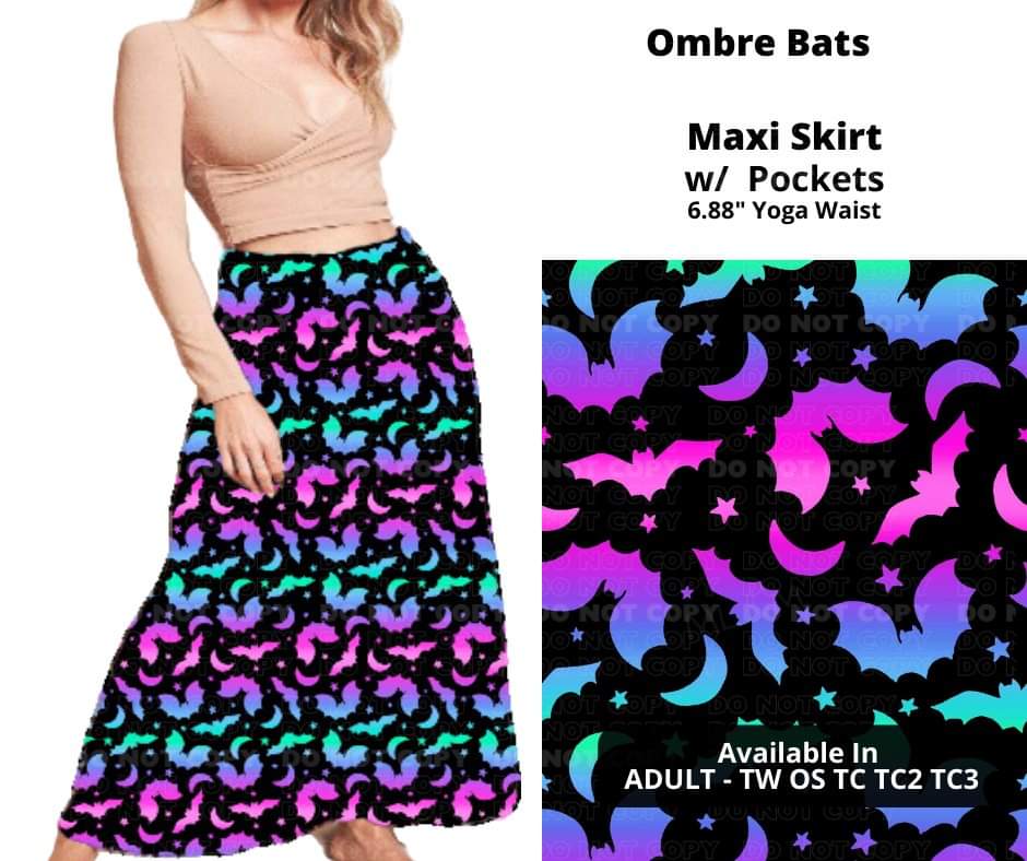 Ombre Bats Maxi Skirt