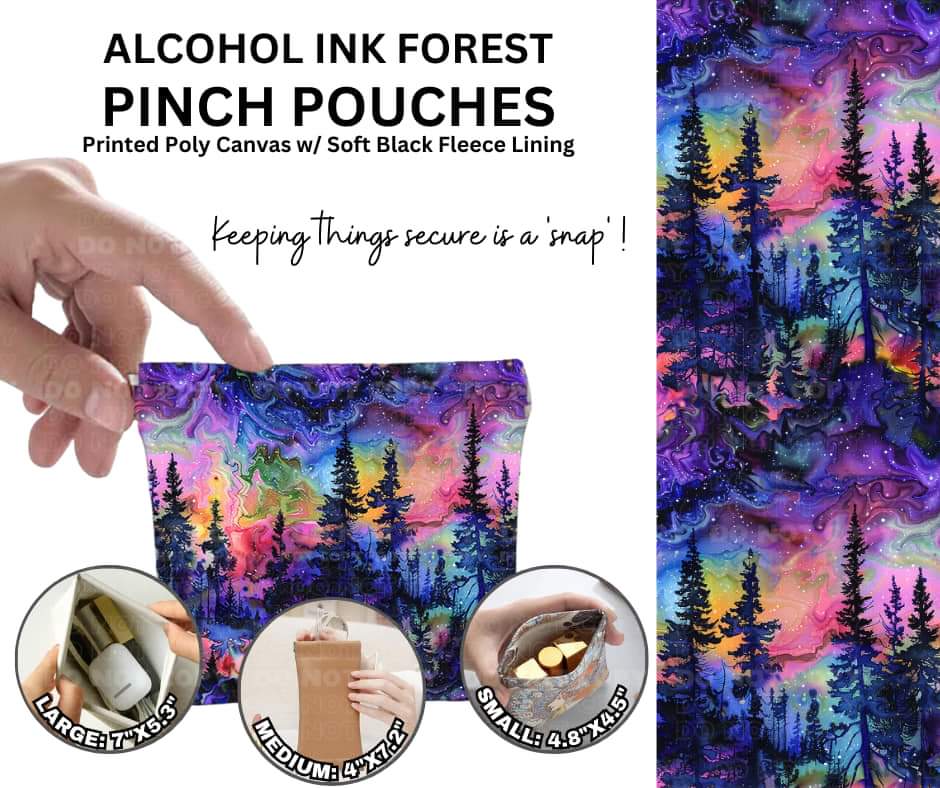 Alcohol Ink Forest Pinch Pouches