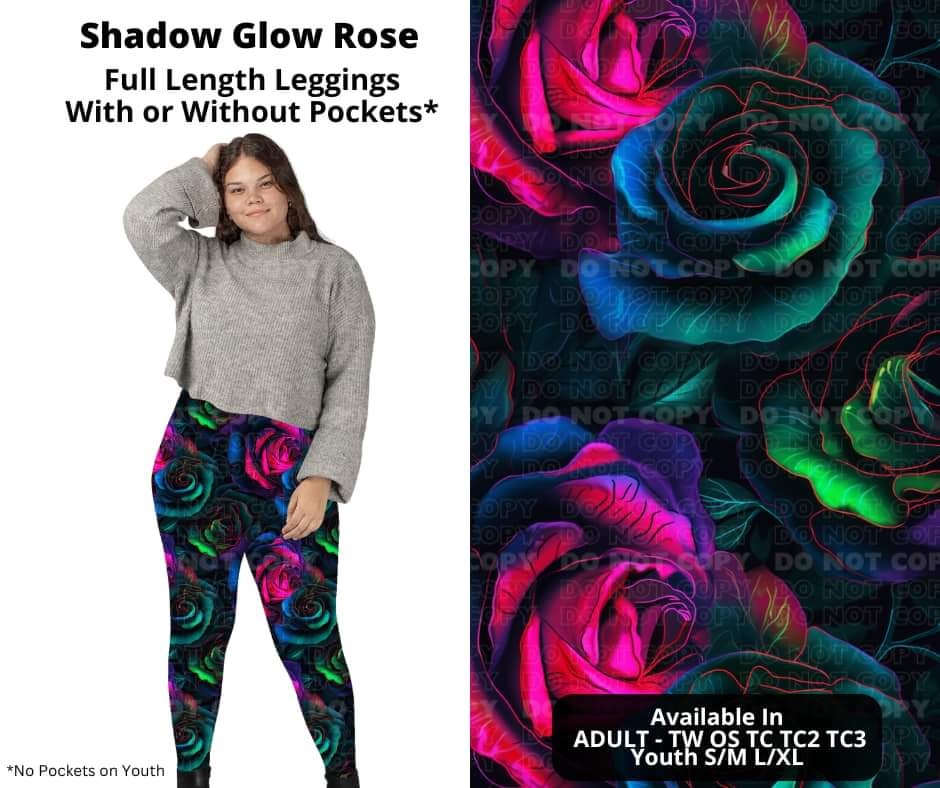 Shadow Glow Rose Full Length Leggings w/ Pockets