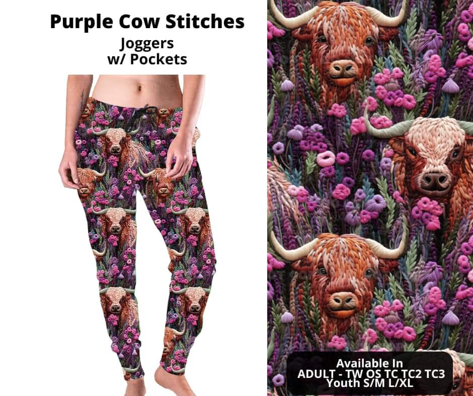 Purple Cow Stitches Joggers