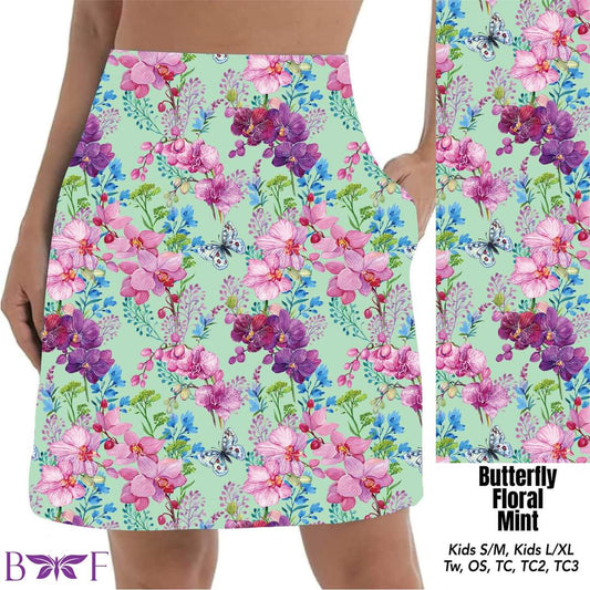 Hummingbird floral mint skort