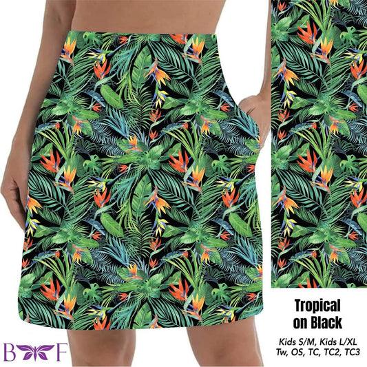 Tropical on black skort