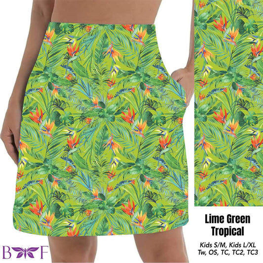 Lime green tropical skort