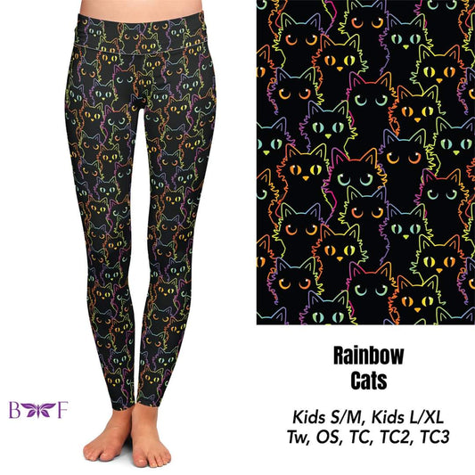 Rainbow Cats Flame Leggings ,Capris, and Biker Shorts