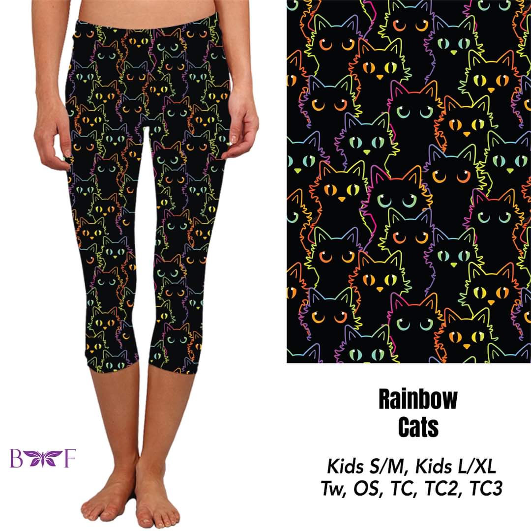 Rainbow Cats Flame Leggings ,Capris, and Biker Shorts