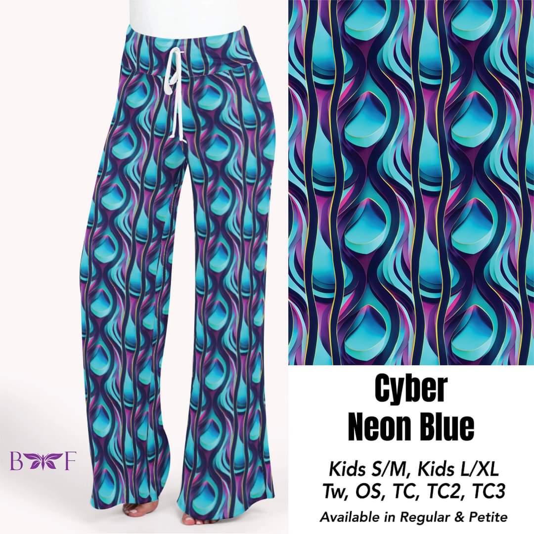 Cyber Neon Blue Capris and Biker Shorts