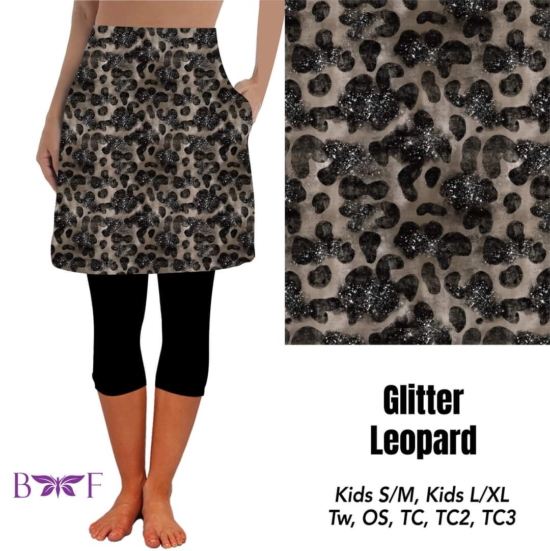 Glitter Leopard skirted capris