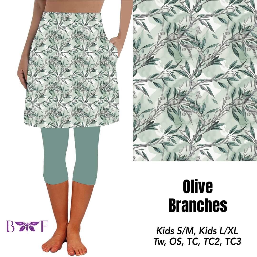 Olive Branches skirted capris