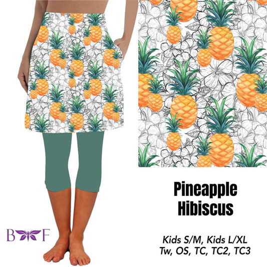 Pineapple Hibiscus Skirted Capris