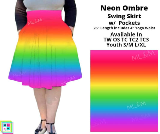 Neon Ombre Swing Skirt