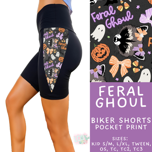 Batch #568 - Halloween Spooky Sets 3 - Closes 8/12 - ETA early October - Feral Ghoul Side Panel Biker Shorts