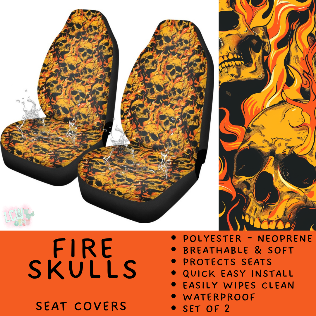 Batch #554 - Car Accessories 3 - Closes 7/10 - ETA early/mid Sept - Fire Skulls Vehicle Seat Covers